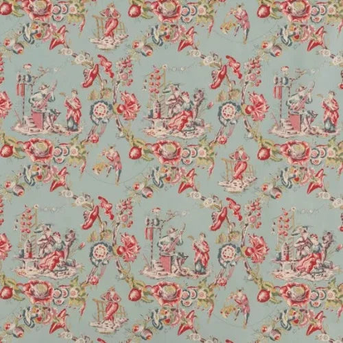 Musiciens Chinois Printed Cotton, Bleu