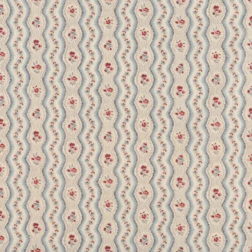 Woven fabric with a floral pattern on a blue background
Greuze Printed Cotton – Bleu Rouge