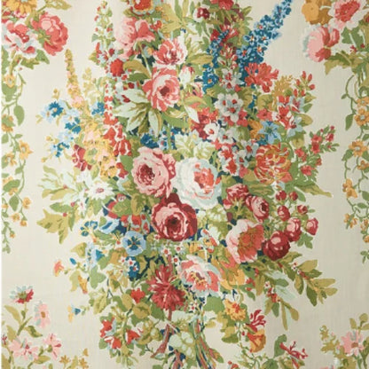 Floral patterned fabric with colorful flowers on a beige background
Apperley Bouquet Handblock
