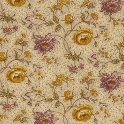 Floral pattern with yellow and purple flowers on a beige background
Seine Port Printed Cotton – Mordore
