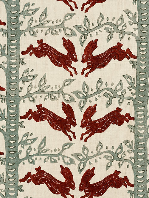 The Hare Linen Fabric – Classic Hare & Woodland Motif