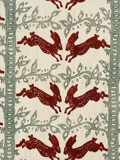 The Hare Linen Fabric – Classic Hare & Woodland Motif
