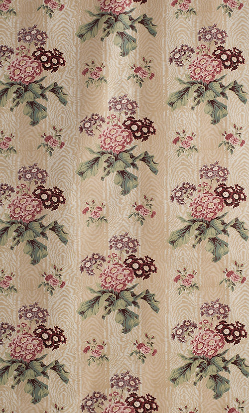 Polyanthus Fabric – 100% Cotton Chintz, Beige, Aqua / Teal, Red