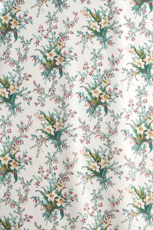 Bowness Fabric – 100% Linen, Aqua / Teal, Pink, White