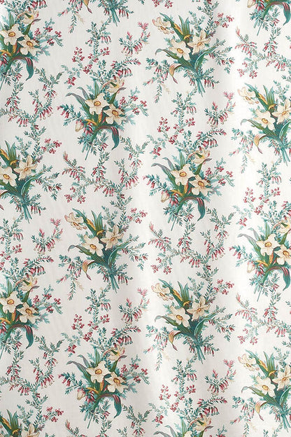 Bowness Fabric – 100% Linen, Aqua / Teal, Pink, White