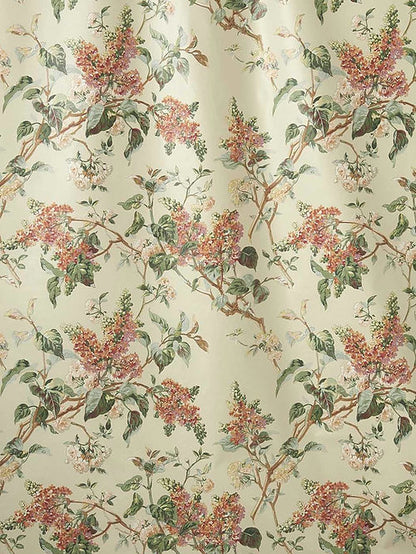 Lemoine Fabric – 100% Cotton Chintz, Light Green, Coral / Peach