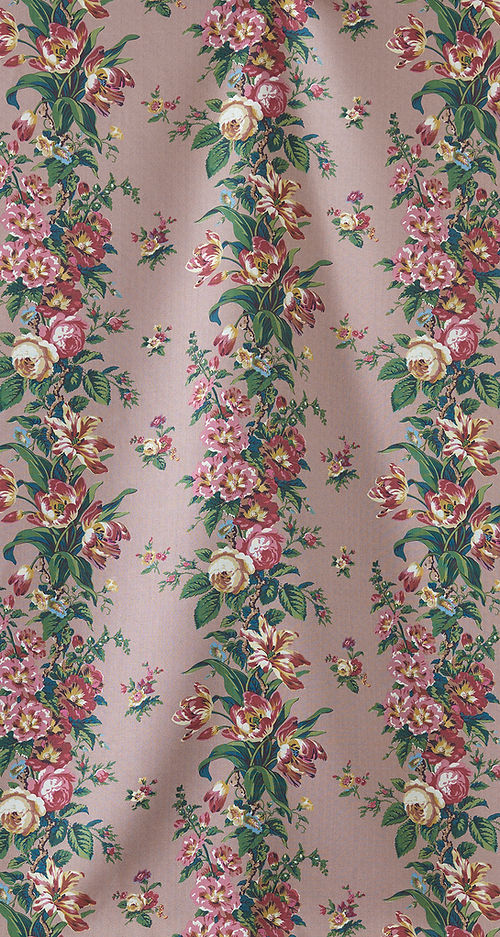 Mansfield Fabric – Historic Floral Linen, Taupe / Tan