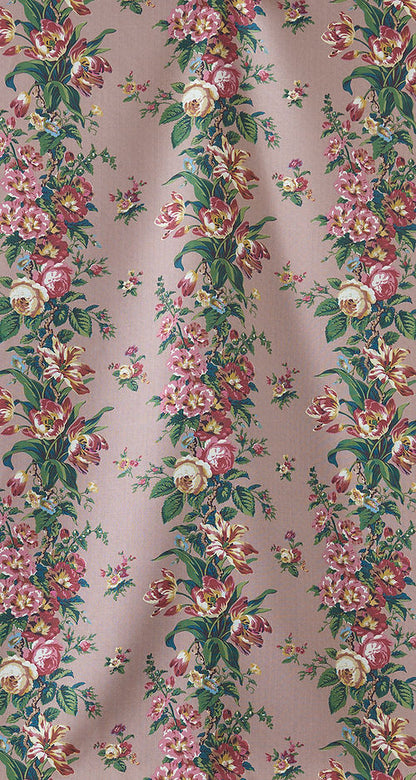 Mansfield Fabric – Historic Floral Linen, Taupe / Tan