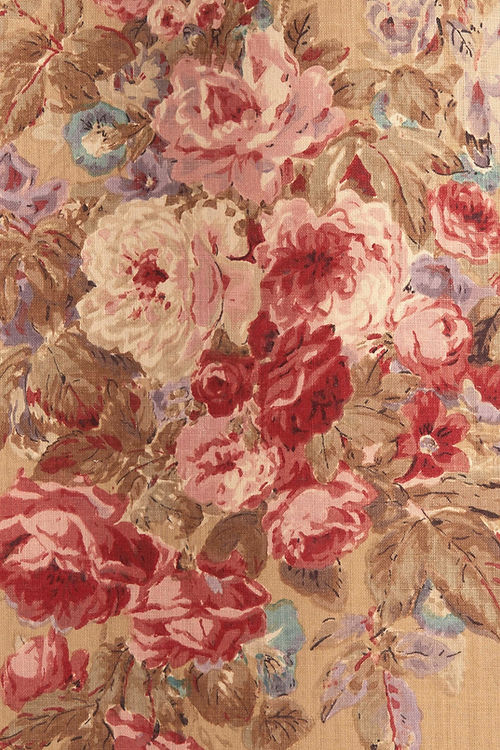Lucy’s Roses Fabric – Hand-Blocked Vintage Bouquet on Linen