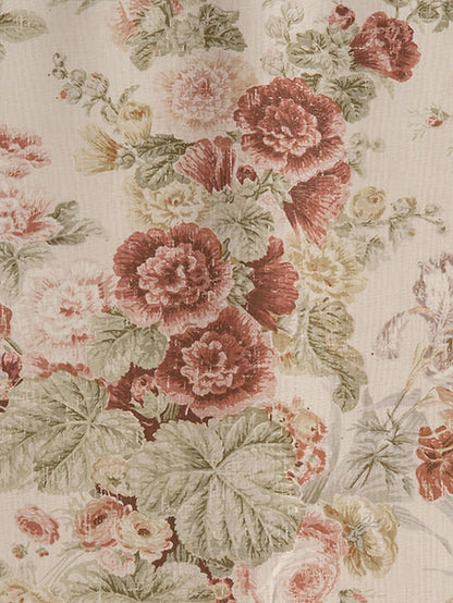 Jubilee Bouquet Fabric – Premium Soft Furnishing Textile, Light Green, Coral / Peach