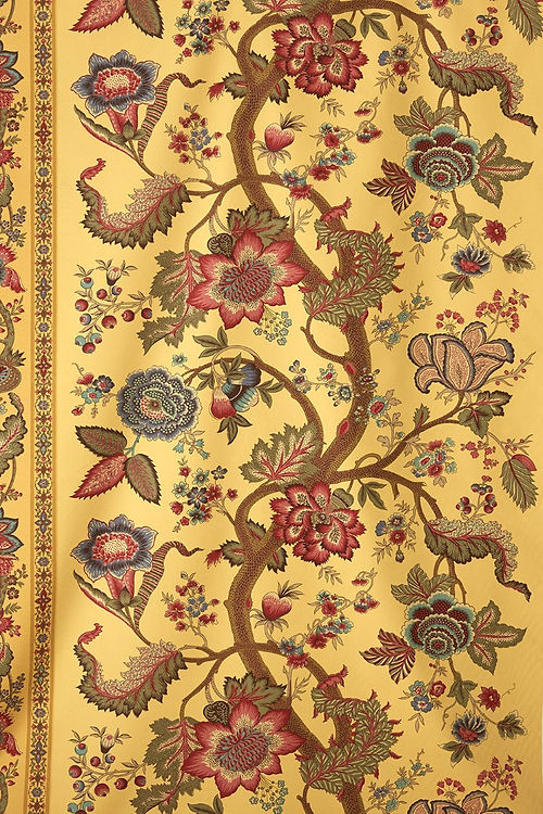 Agra Fabric – Large-Scale Tree of Life Design, Yellow, Red