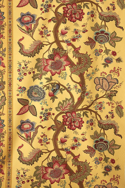 Agra Fabric – Large-Scale Tree of Life Design, Yellow, Red