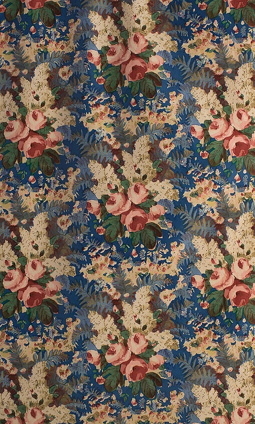 Rose & Fern Hand-Block 100% Cotton Chintz Fabric