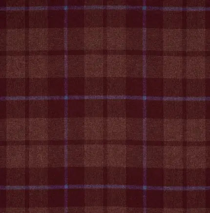 Montana Wool Plaid Fabric – Oxford Grey Houndstooth Check, burgundy