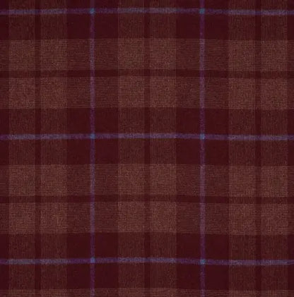 Montana Wool Plaid Fabric – Oxford Grey Houndstooth Check, burgundy