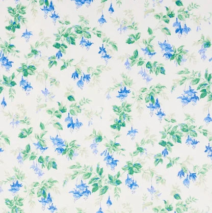 Floral pattern with blue and green flowers on a white background
Garden Gate Chintz Fabric - cobalt